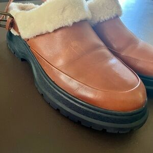 Madewell Tan Shearling-Lined Mules